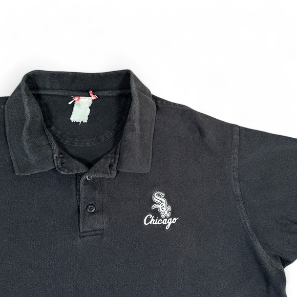 Vintage Chicago White Sox Polo Shirt Adult XXL 2XL Black MLB Baseball 90s - Picture 2 of 8